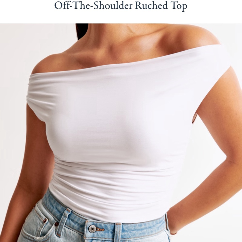 Abercrombie & Fitch White Off the Shoulder Top